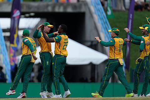 Kagiso Rabada celebrates after dismissal Nitish Kumar
